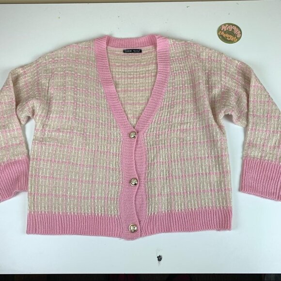 NWT Shein  Pink & White Cardigan - Picture 2 of 10